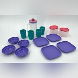 Tupperware‎ Mini Party/Serve It Toy Set 15 Pc Vtg  90s HTF Teal Pink Purple New